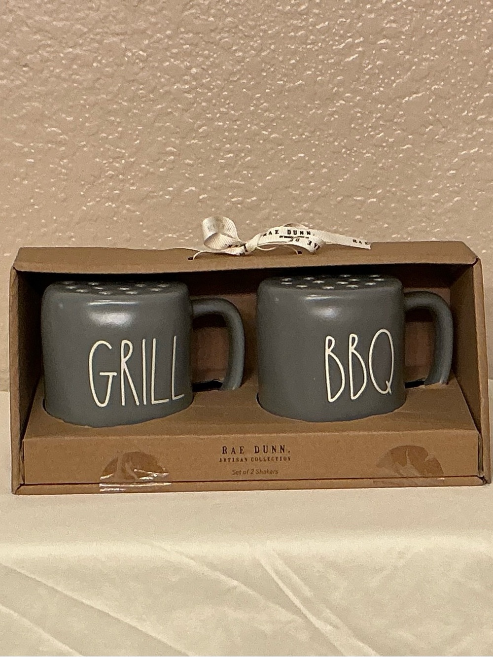 Rae Dunn Charcoal Gray 'Grill' & 'BBQ' Ceramic Shaker Set